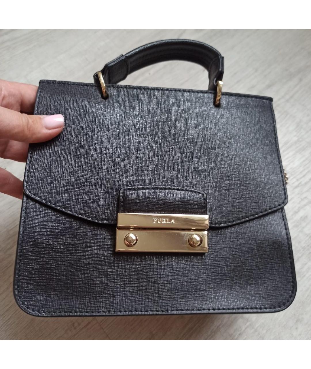 FURLA Черная кожаная сумка через плечо, фото 6