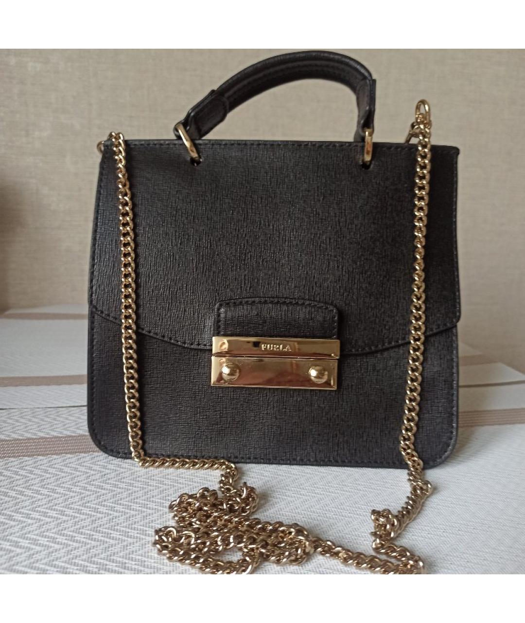 FURLA Черная кожаная сумка через плечо, фото 2