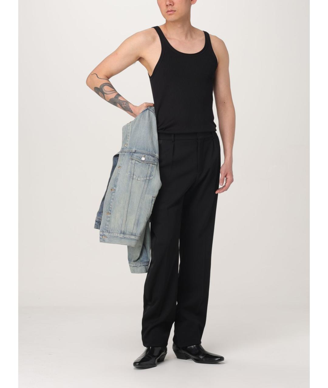 SAINT LAURENT Черные шерстяные повседневные брюки, фото 3