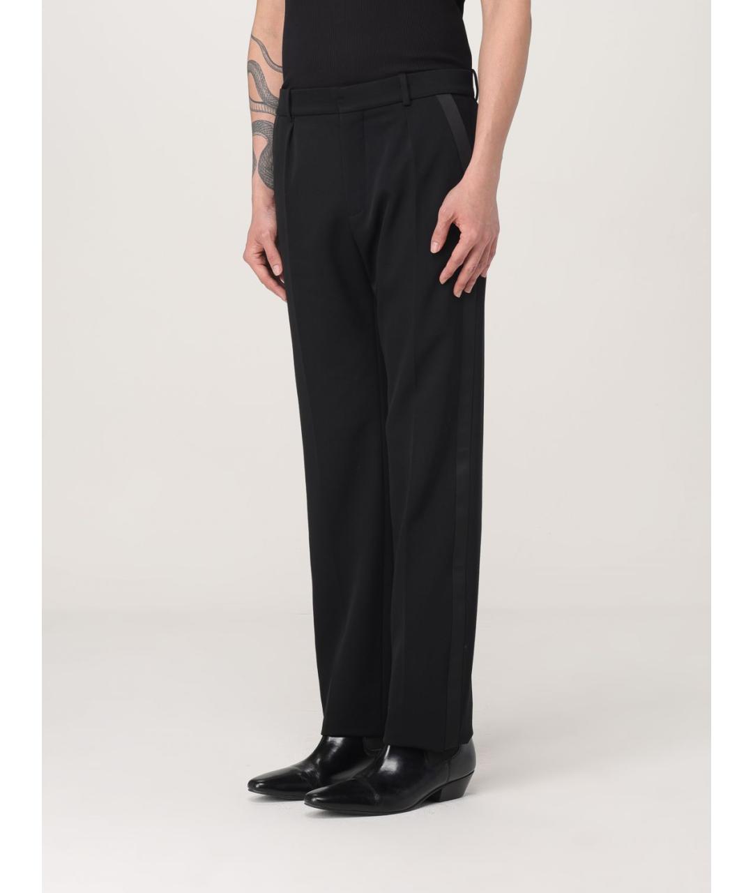 SAINT LAURENT Черные шерстяные повседневные брюки, фото 5