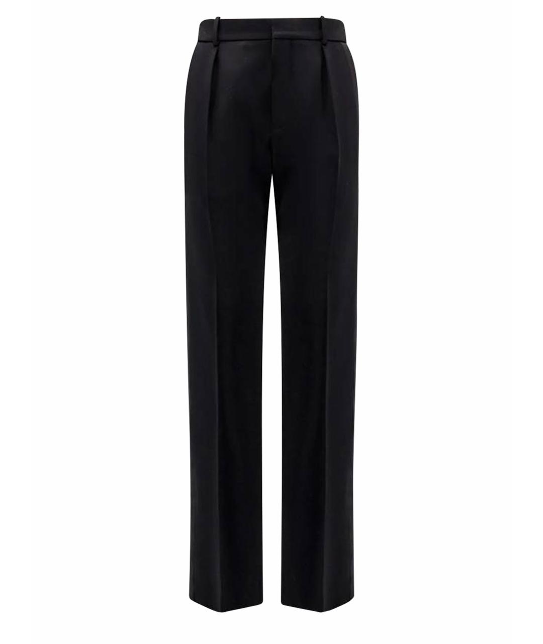 SAINT LAURENT Черные шерстяные повседневные брюки, фото 1