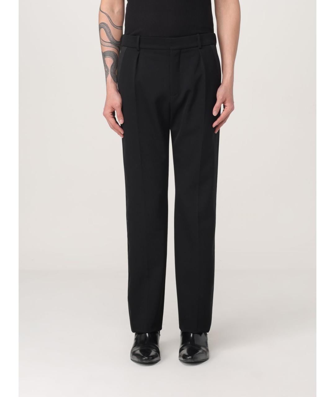 SAINT LAURENT Черные шерстяные повседневные брюки, фото 2