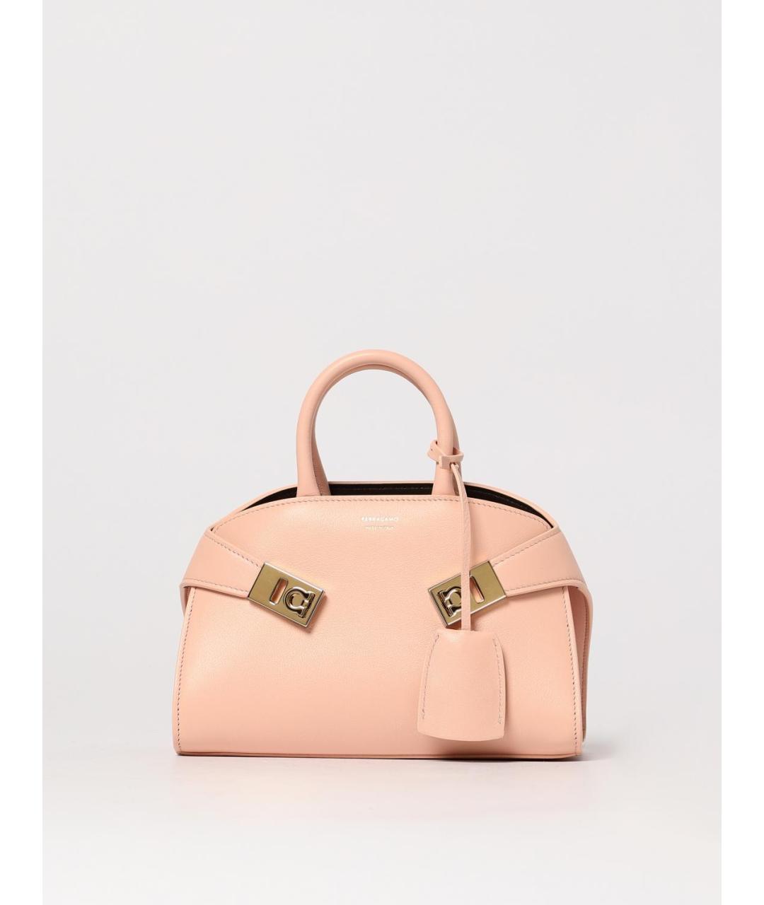 FERRAGAMO Розовая кожаная сумка тоут, фото 6