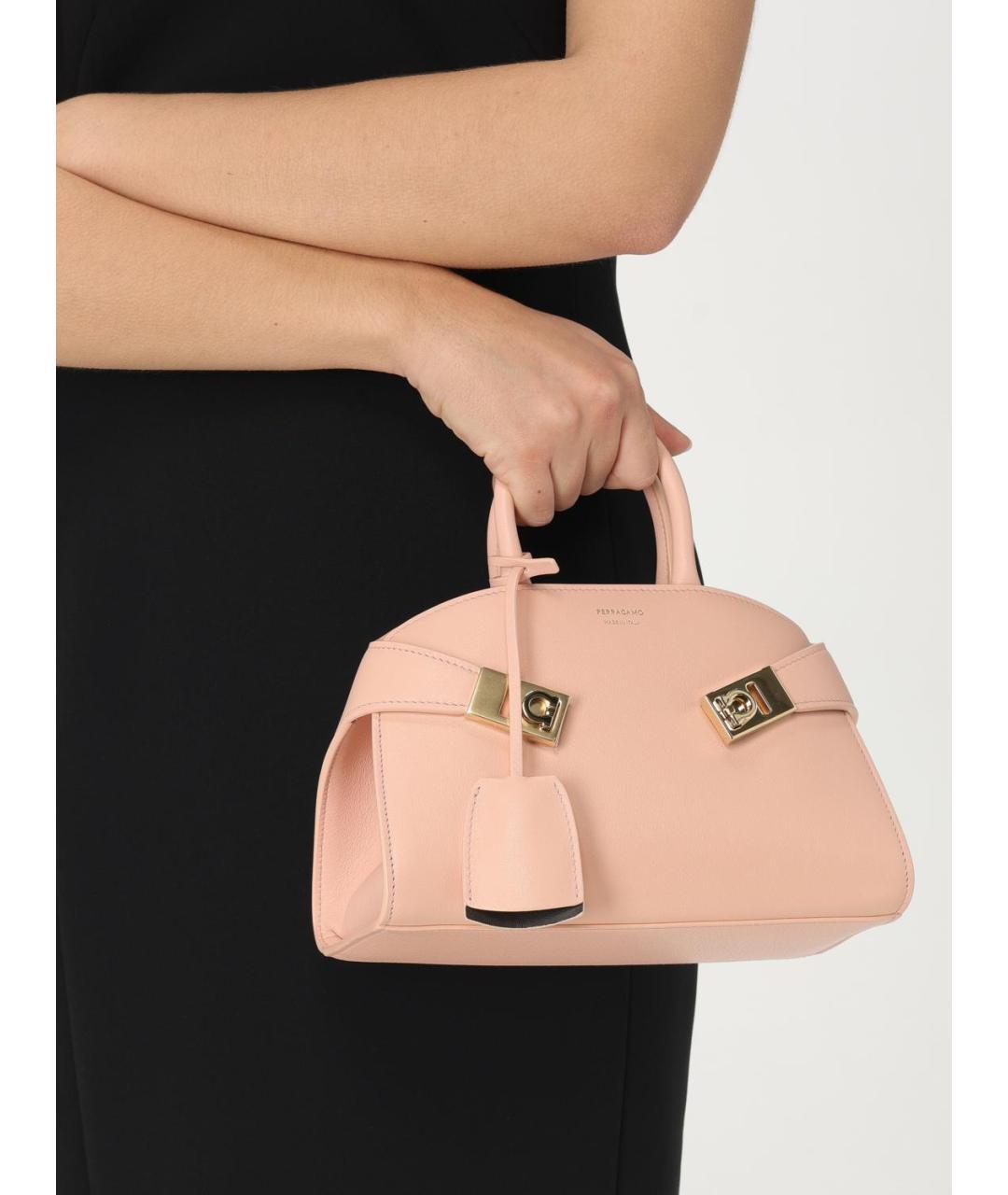FERRAGAMO Розовая кожаная сумка тоут, фото 2