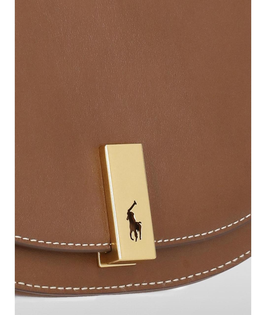 POLO RALPH LAUREN Коричневая кожаная сумка через плечо, фото 4