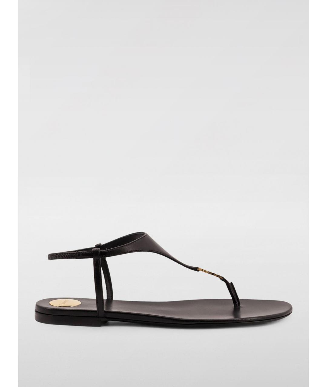 SAINT LAURENT Черные кожаные сандалии, фото 4