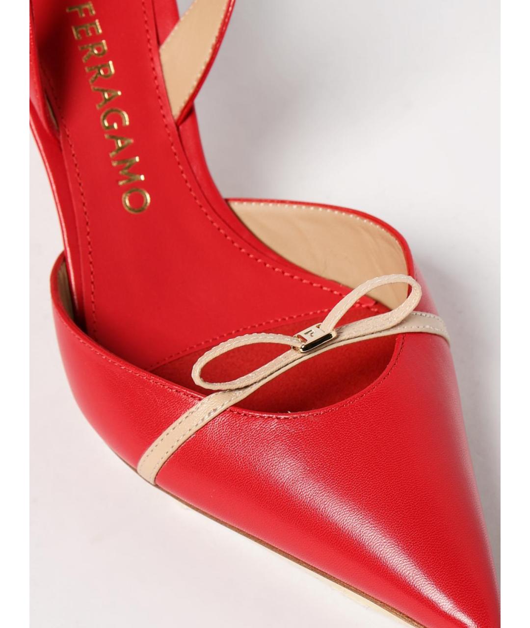 FERRAGAMO Красные кожаные туфли, фото 4