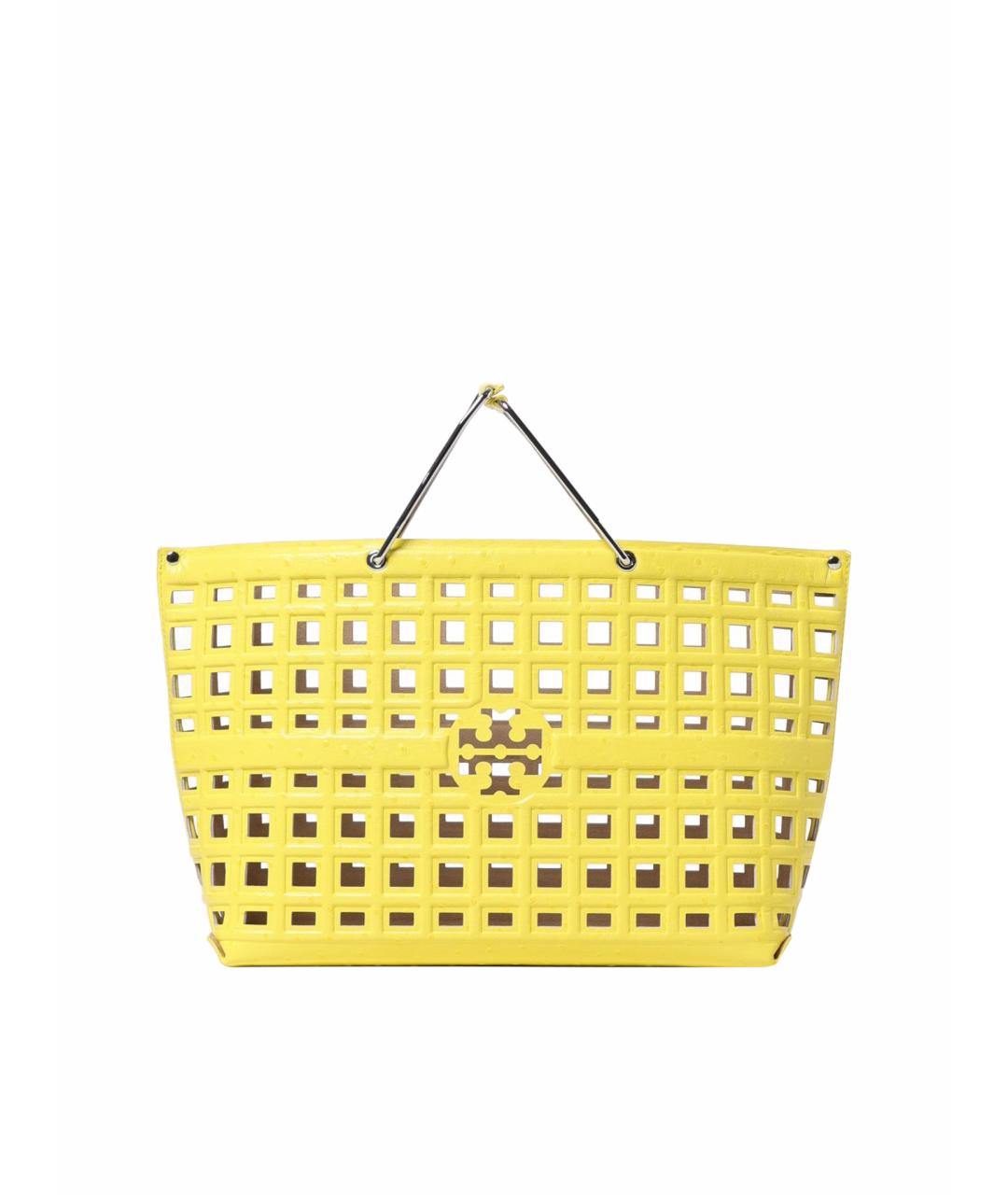 TORY BURCH Желтая кожаная сумка тоут, фото 1