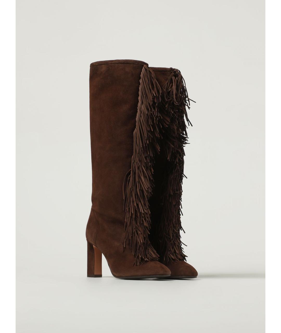 AQUAZZURA Коричневые замшевые сапоги, фото 2