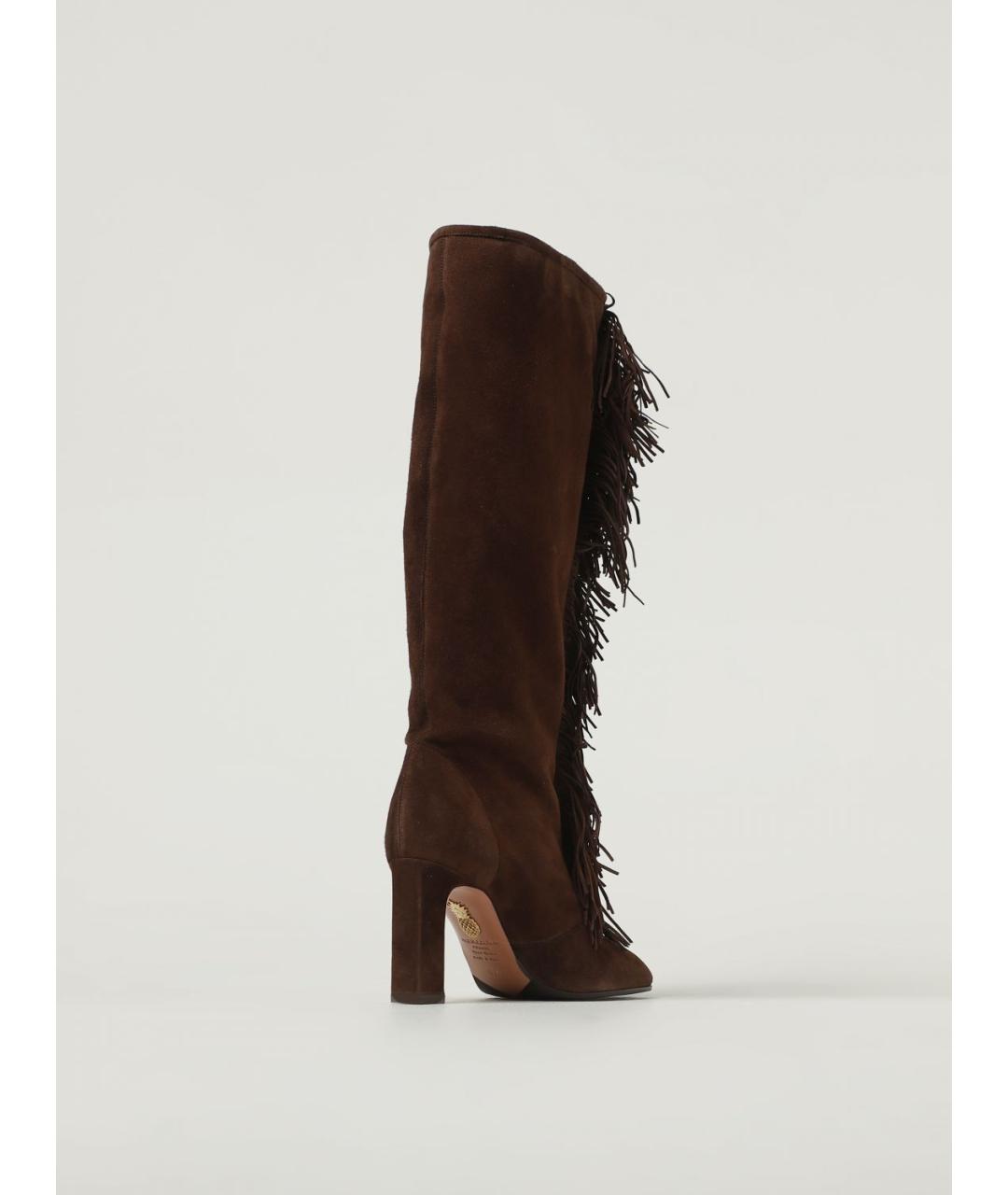 AQUAZZURA Коричневые замшевые сапоги, фото 3