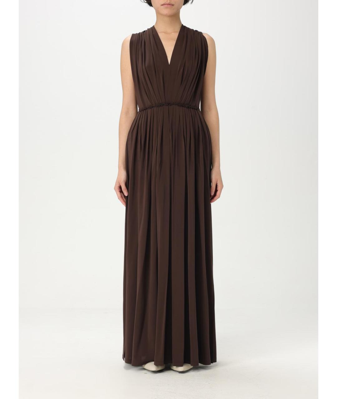 MAX MARA Коричневое вискозное платье, фото 2