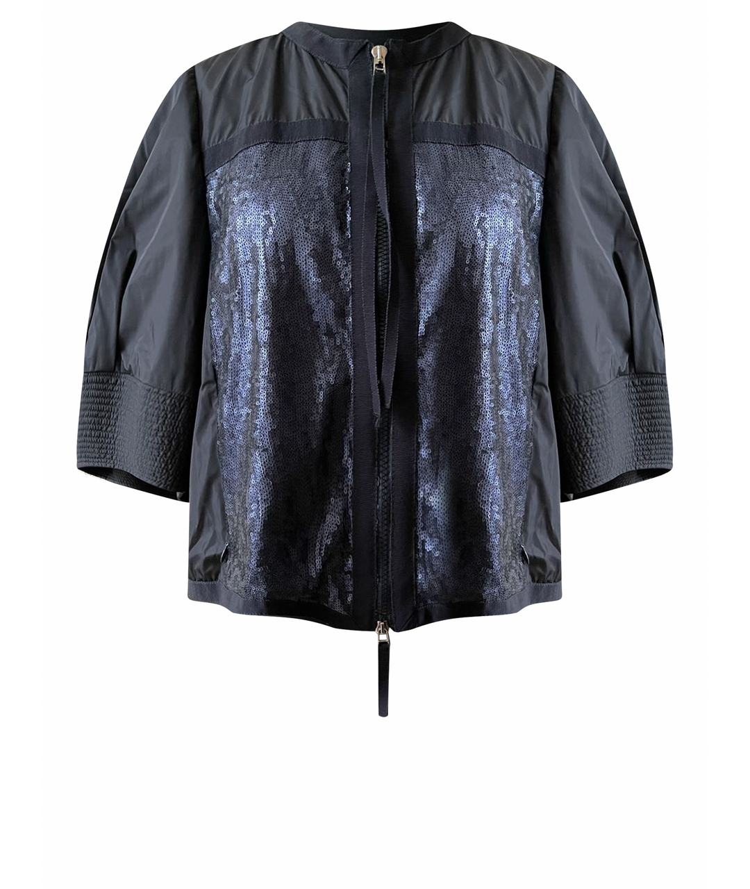 MONCLER Темно-синяя полиэстеровая куртка, фото 1