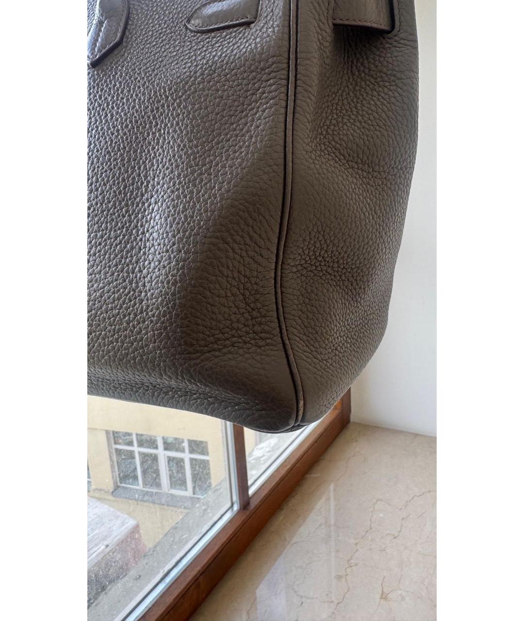 HERMES Антрацитовая кожаная сумка с короткими ручками, фото 6