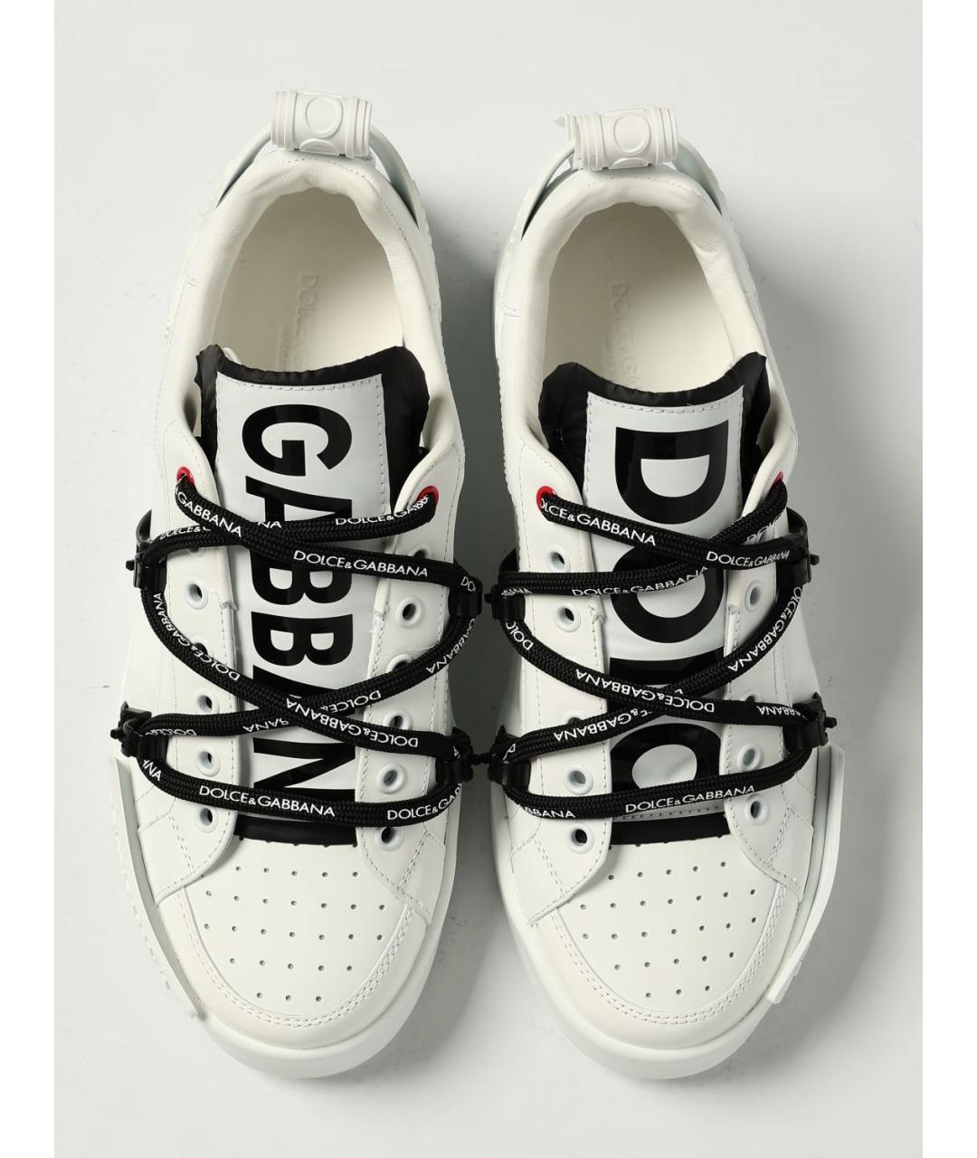DOLCE&GABBANA Белые кожаные низкие кроссовки / кеды, фото 4
