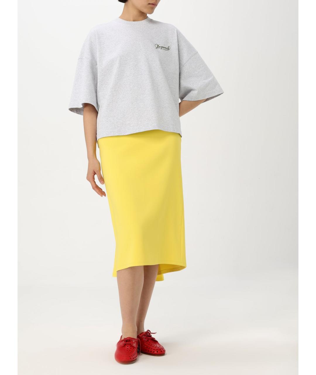 JACQUEMUS Желтая вискозная юбка миди, фото 3