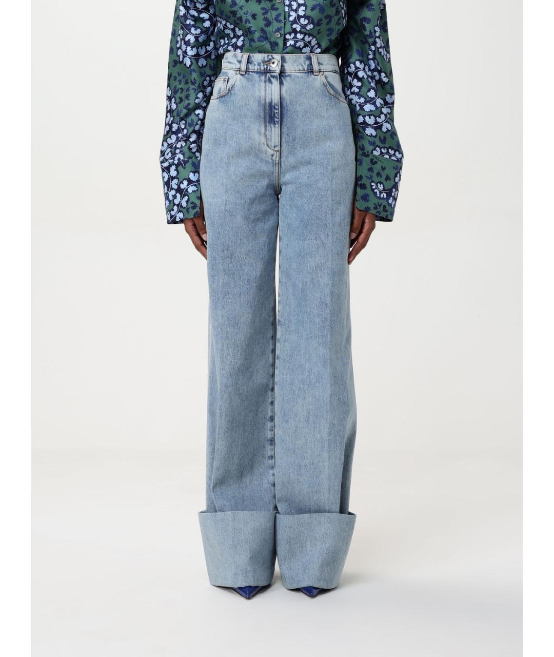 LANVIN Голубые хлопковые джинсы клеш, фото 2