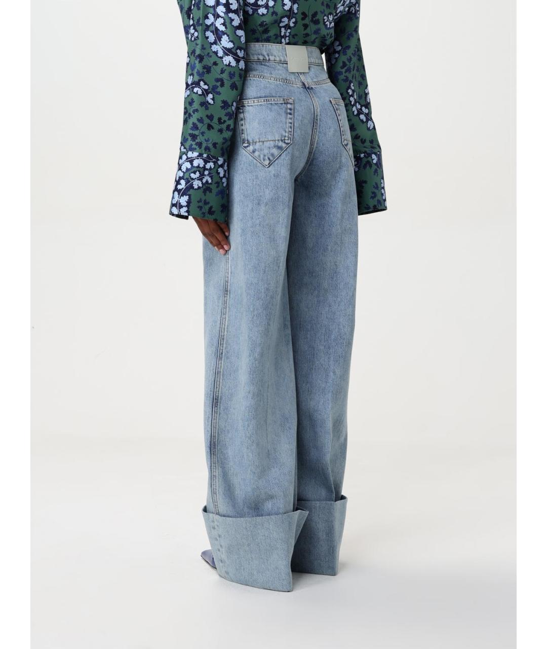 LANVIN Голубые хлопковые джинсы клеш, фото 4
