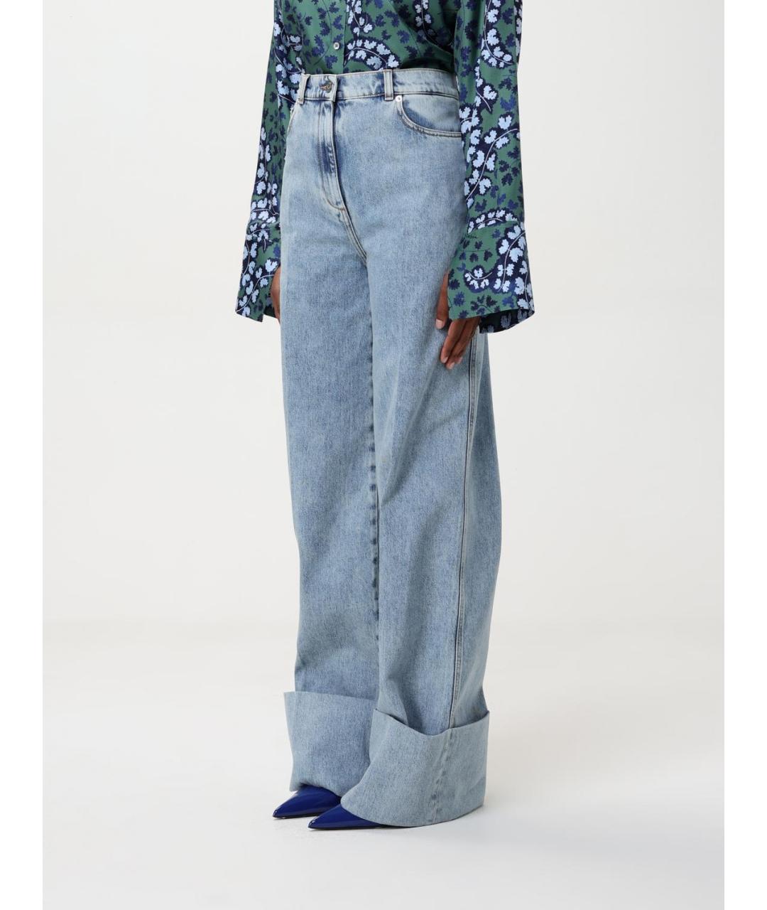 LANVIN Голубые хлопковые джинсы клеш, фото 5