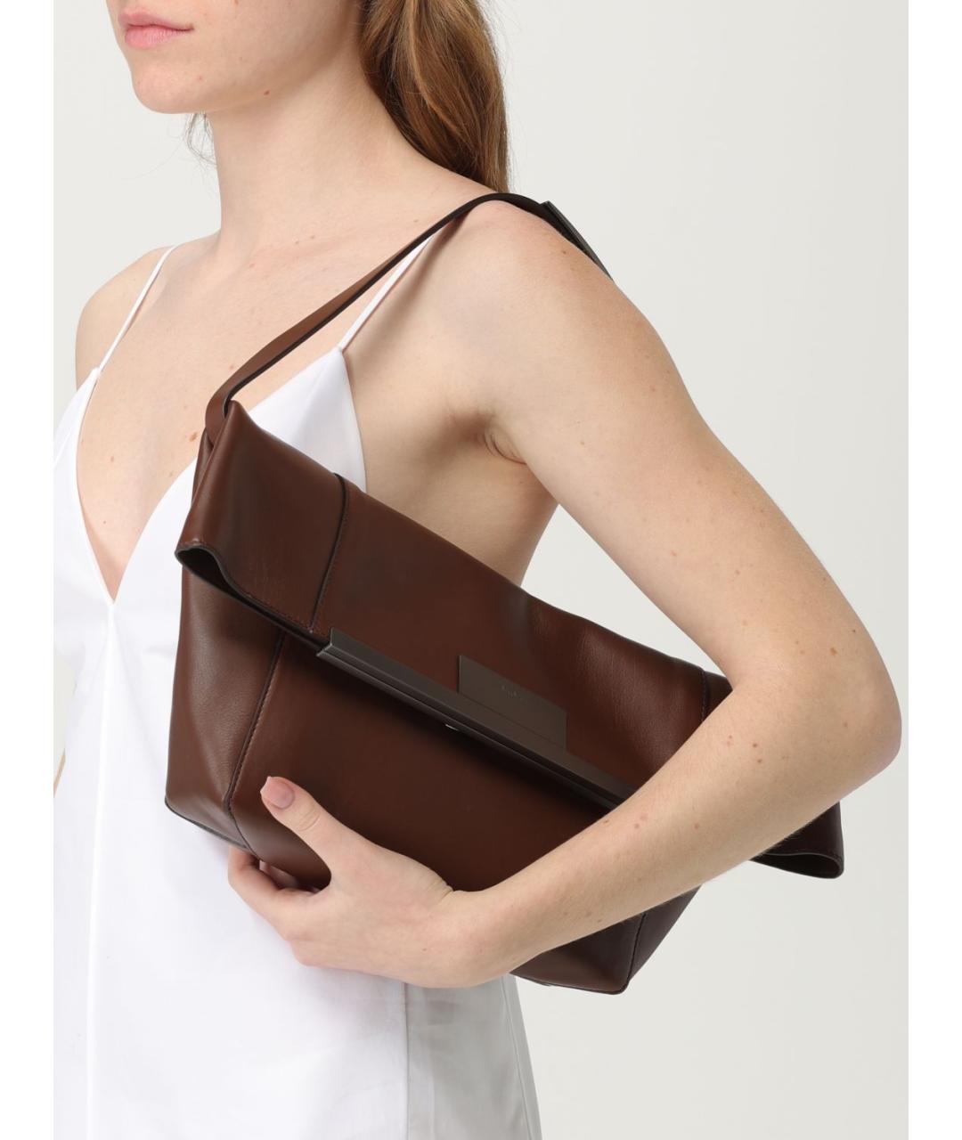 MAX MARA Коричневая кожаная сумка через плечо, фото 2