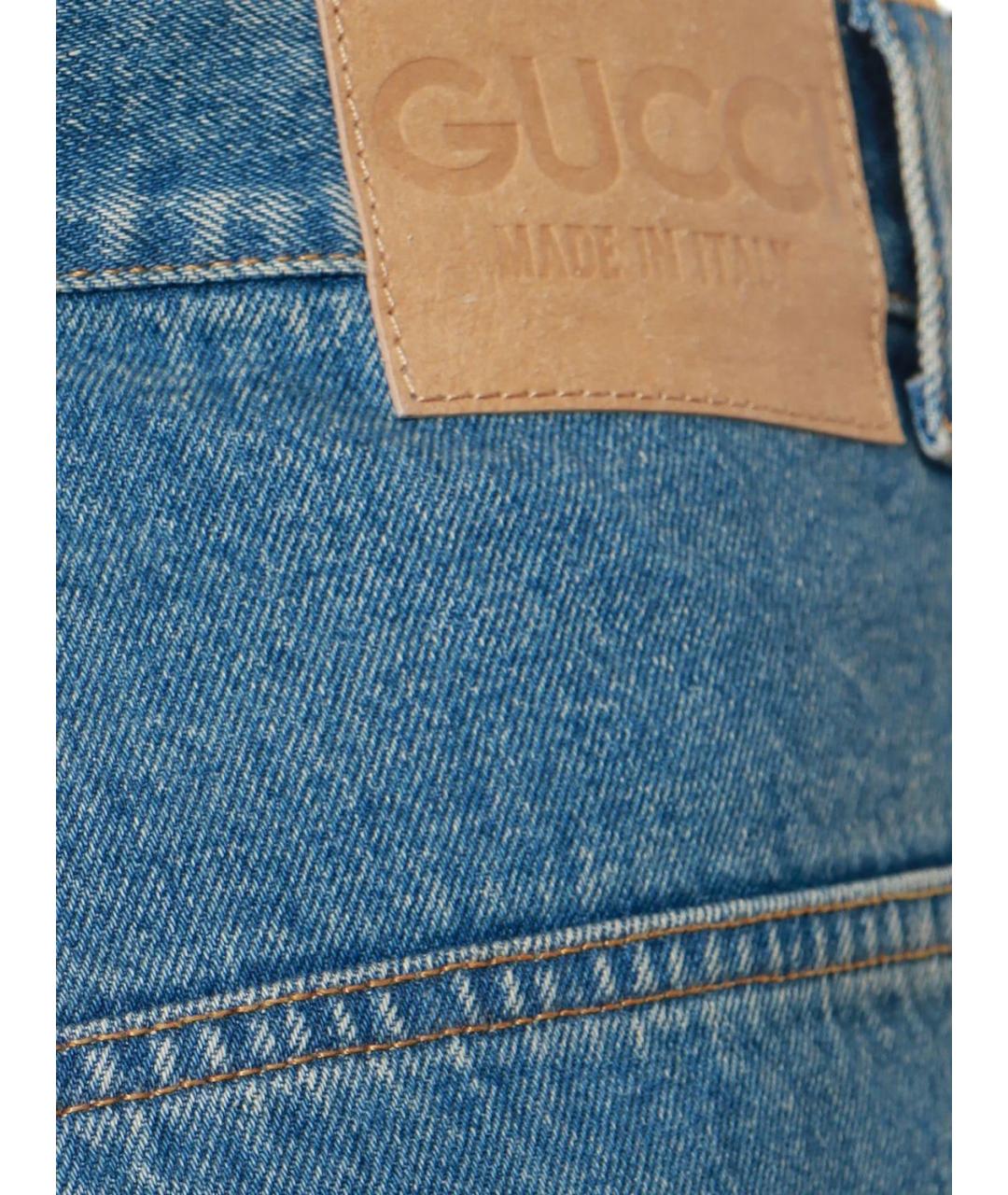 GUCCI Синие хлопковые прямые джинсы, фото 3