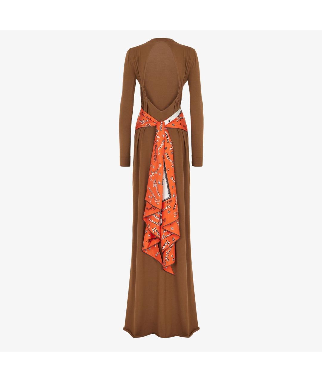 FENDI Коричневое шерстяное повседневное платье, фото 2