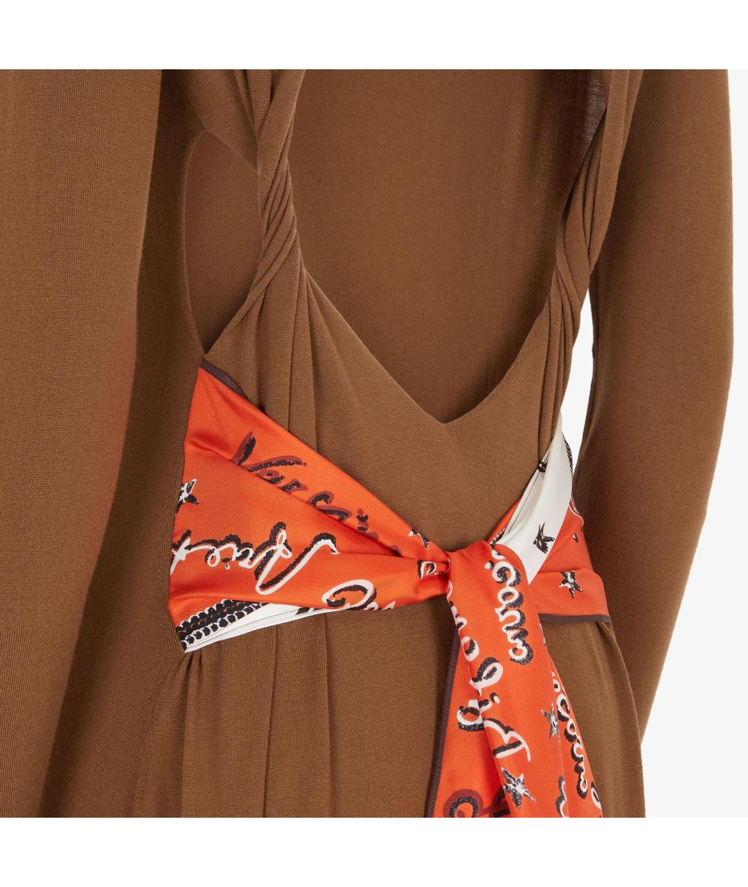 FENDI Коричневое шерстяное повседневное платье, фото 3