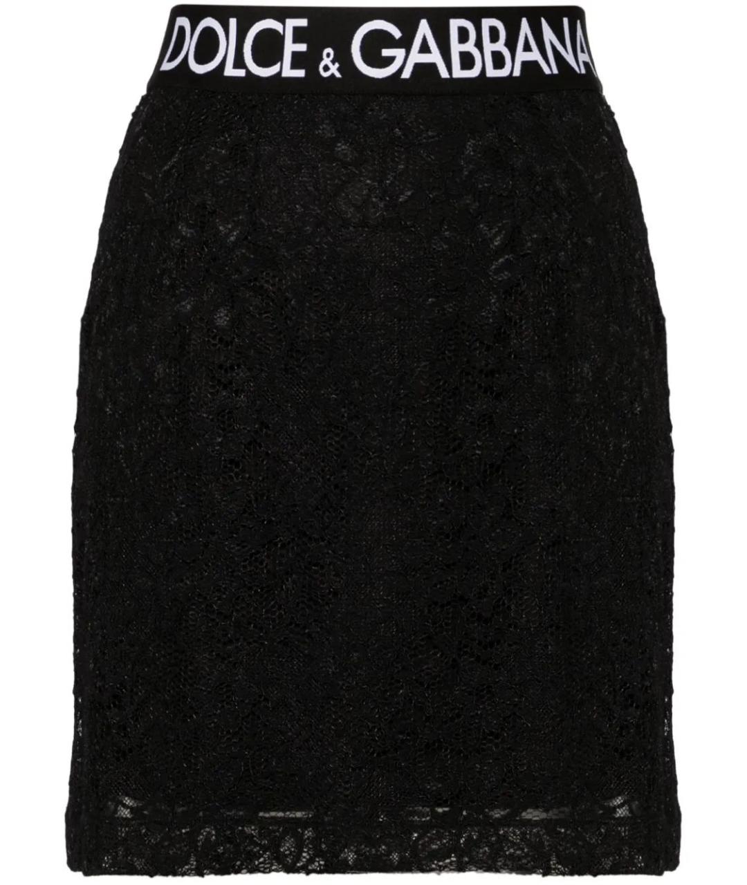 DOLCE&GABBANA Черная кружевная юбка мини, фото 1
