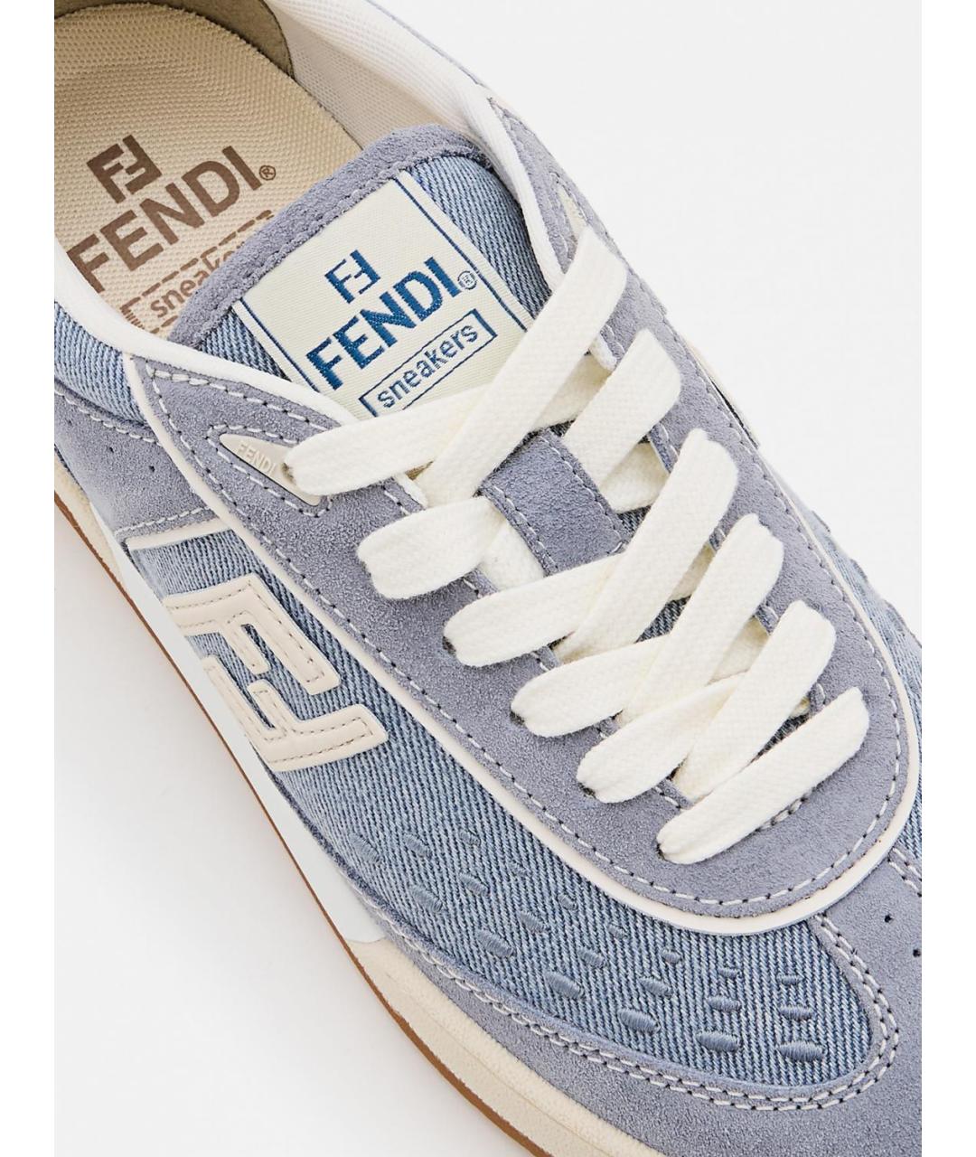 FENDI Голубые текстильные кеды, фото 4