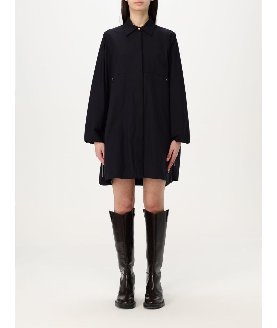 MAX MARA Синее хлопко-эластановое повседневное платье, фото 2