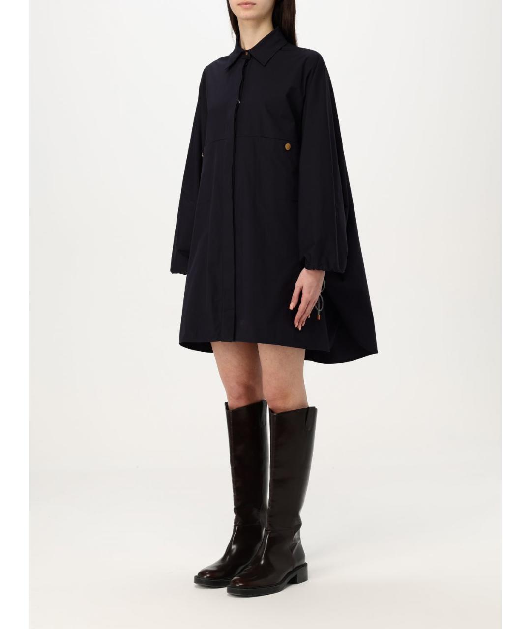 MAX MARA Синее хлопко-эластановое повседневное платье, фото 4