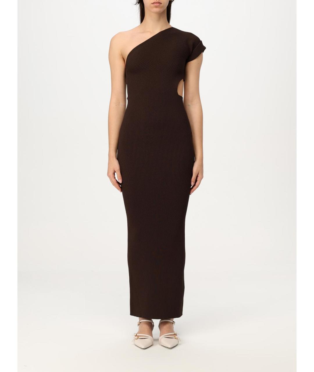 MAX MARA Коричневое вискозное платье, фото 2