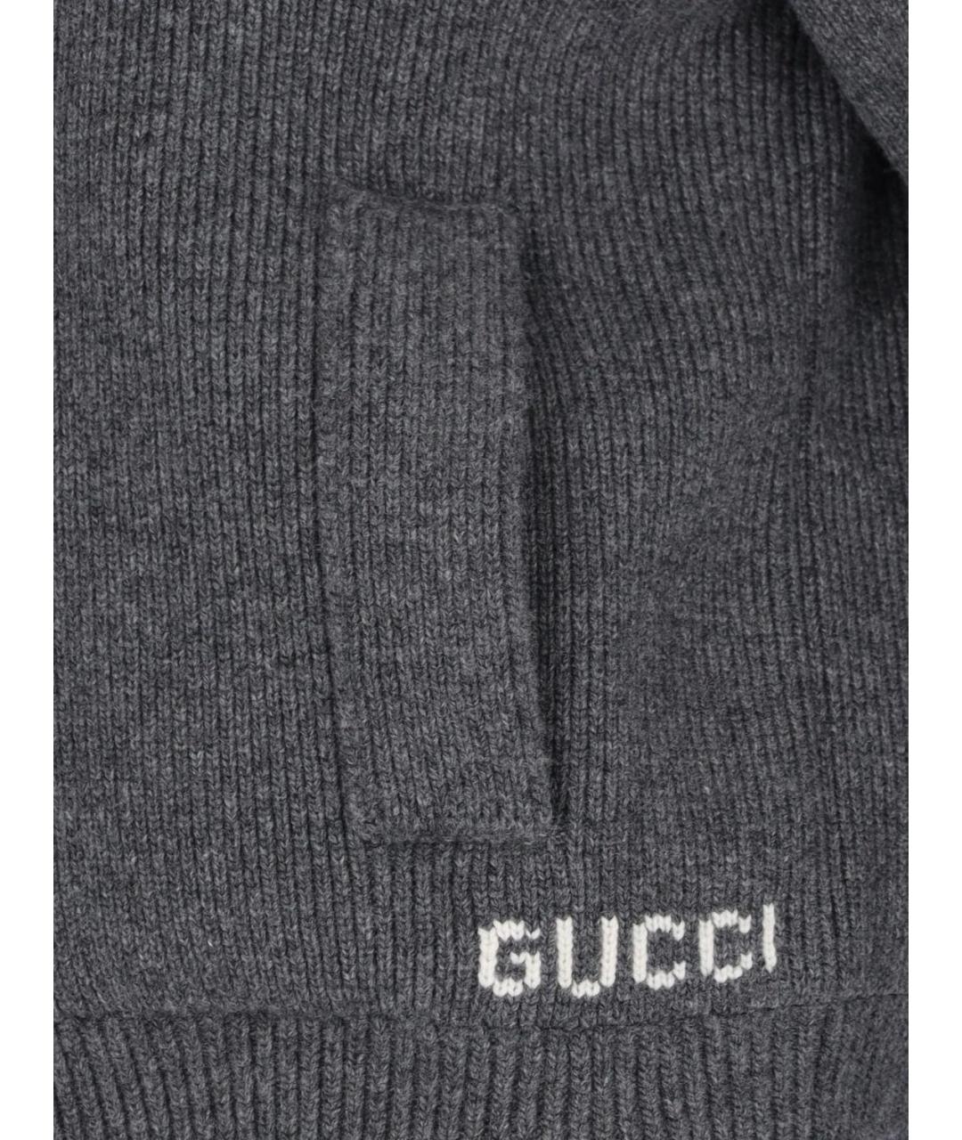 GUCCI Серый шерстяной кардиган, фото 4
