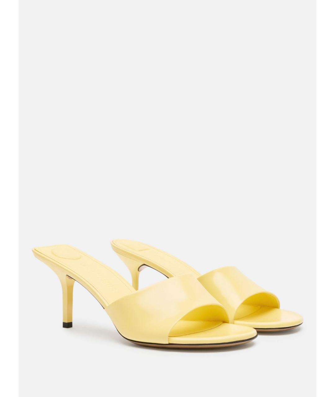 JACQUEMUS Желтые кожаные мюли, фото 2