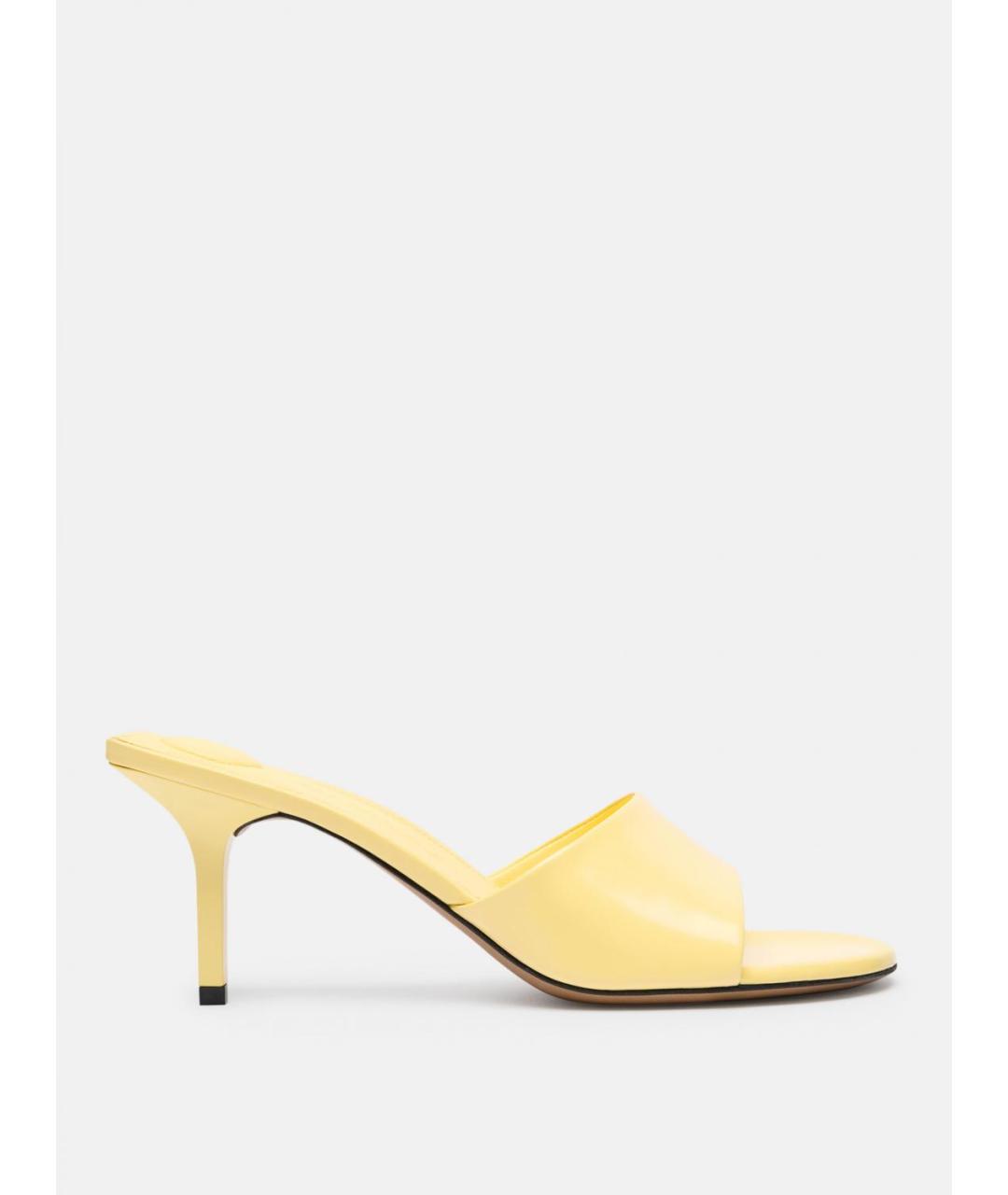 JACQUEMUS Желтые кожаные мюли, фото 4