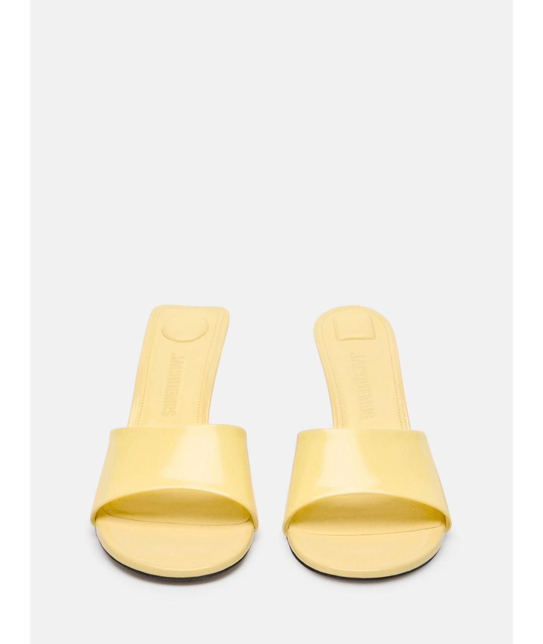 JACQUEMUS Желтые кожаные мюли, фото 3
