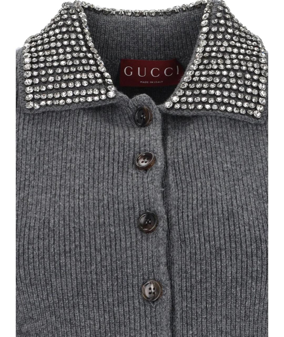GUCCI Антрацитовая шерстяная футболка, фото 3