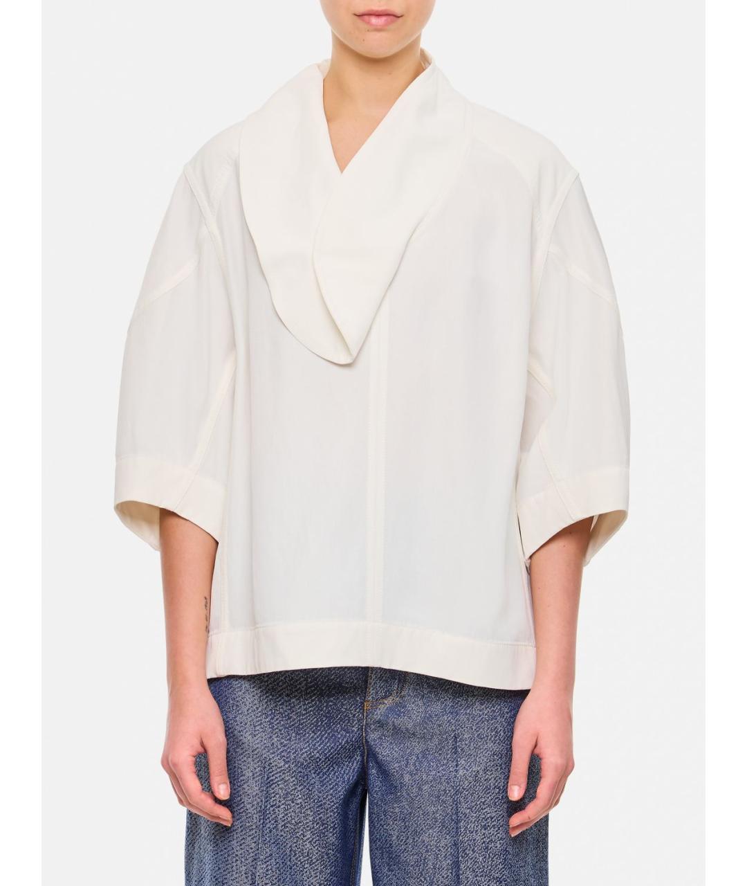 BOTTEGA VENETA Белая вискозная блузы, фото 2
