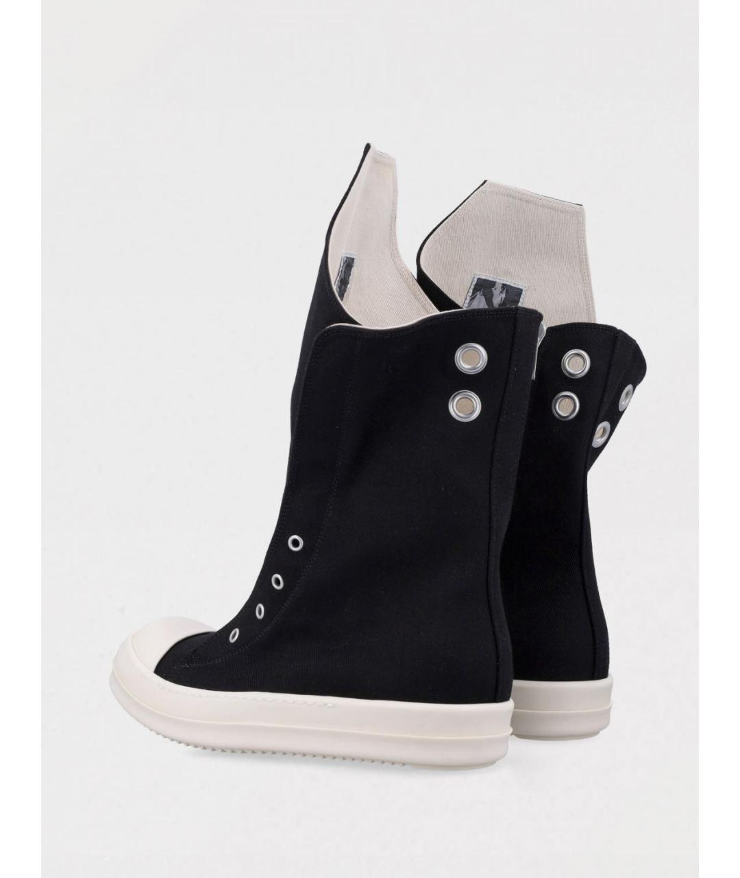 RICK OWENS DRKSHDW Черные текстильные высокие кроссовки / кеды, фото 3