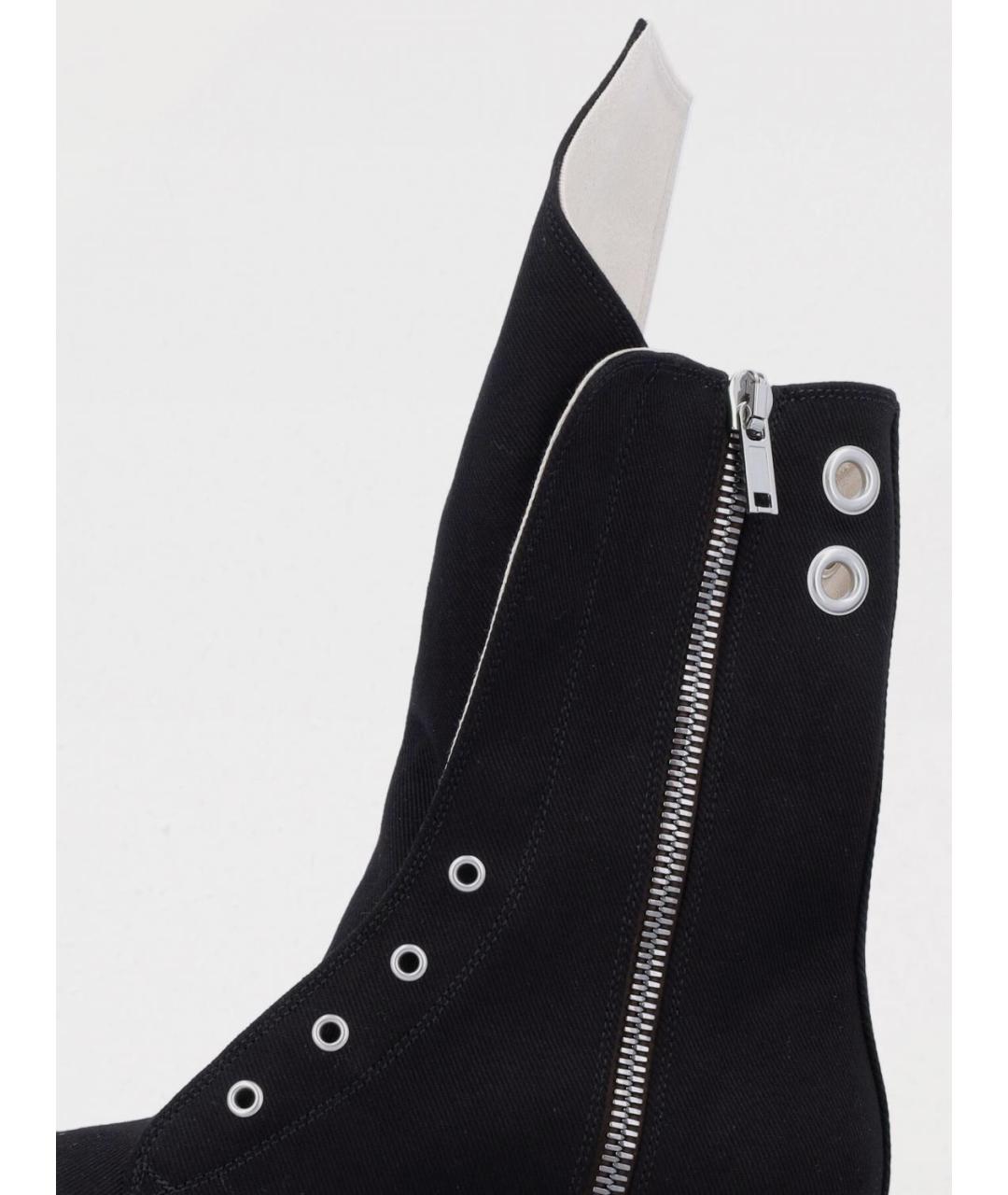 RICK OWENS DRKSHDW Черные текстильные высокие кроссовки / кеды, фото 4