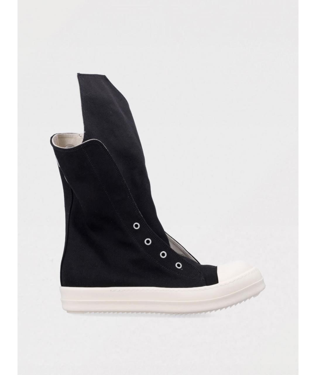 RICK OWENS DRKSHDW Черные текстильные высокие кроссовки / кеды, фото 5