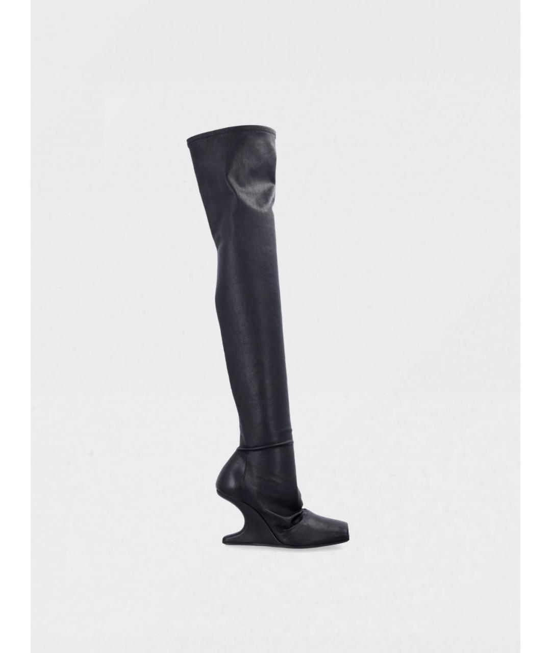RICK OWENS Черные текстильные ботфорты, фото 4