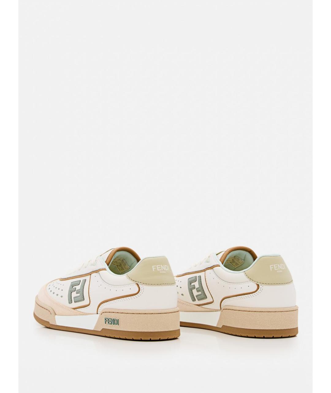 FENDI Бежевые кожаные кеды, фото 3