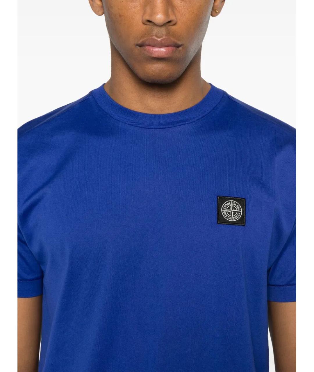 STONE ISLAND Синяя хлопковая футболка, фото 2