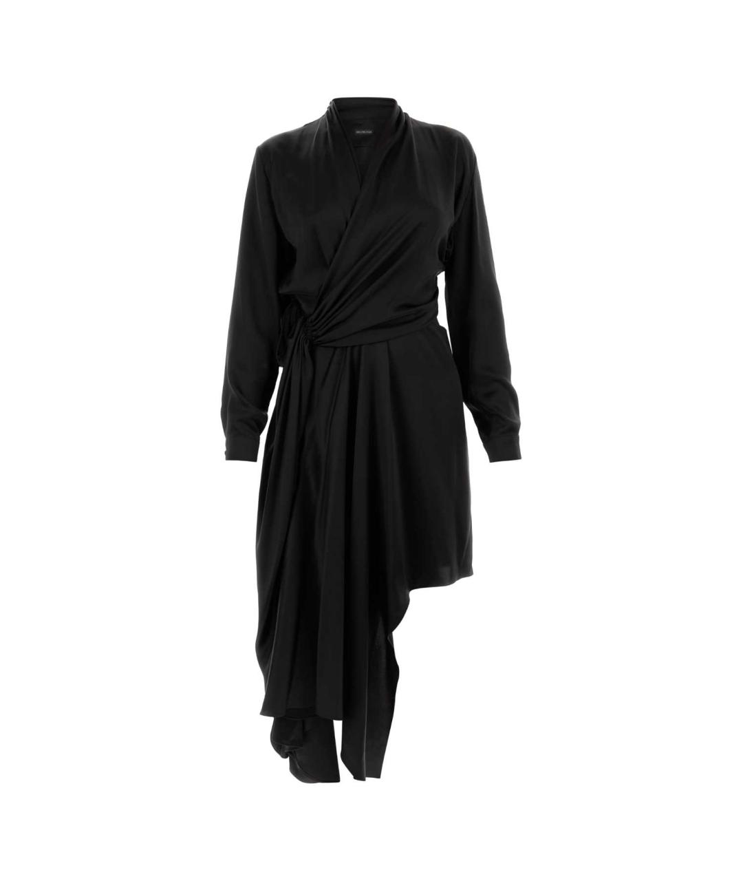 BALENCIAGA Черное шелковое коктейльное платье, фото 1