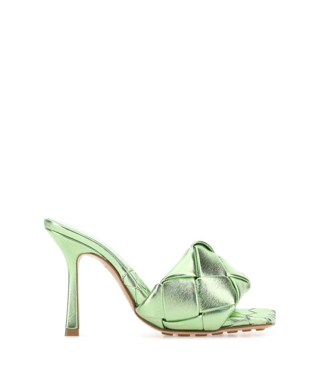 BOTTEGA VENETA Зеленые кожаные мюли, фото 1