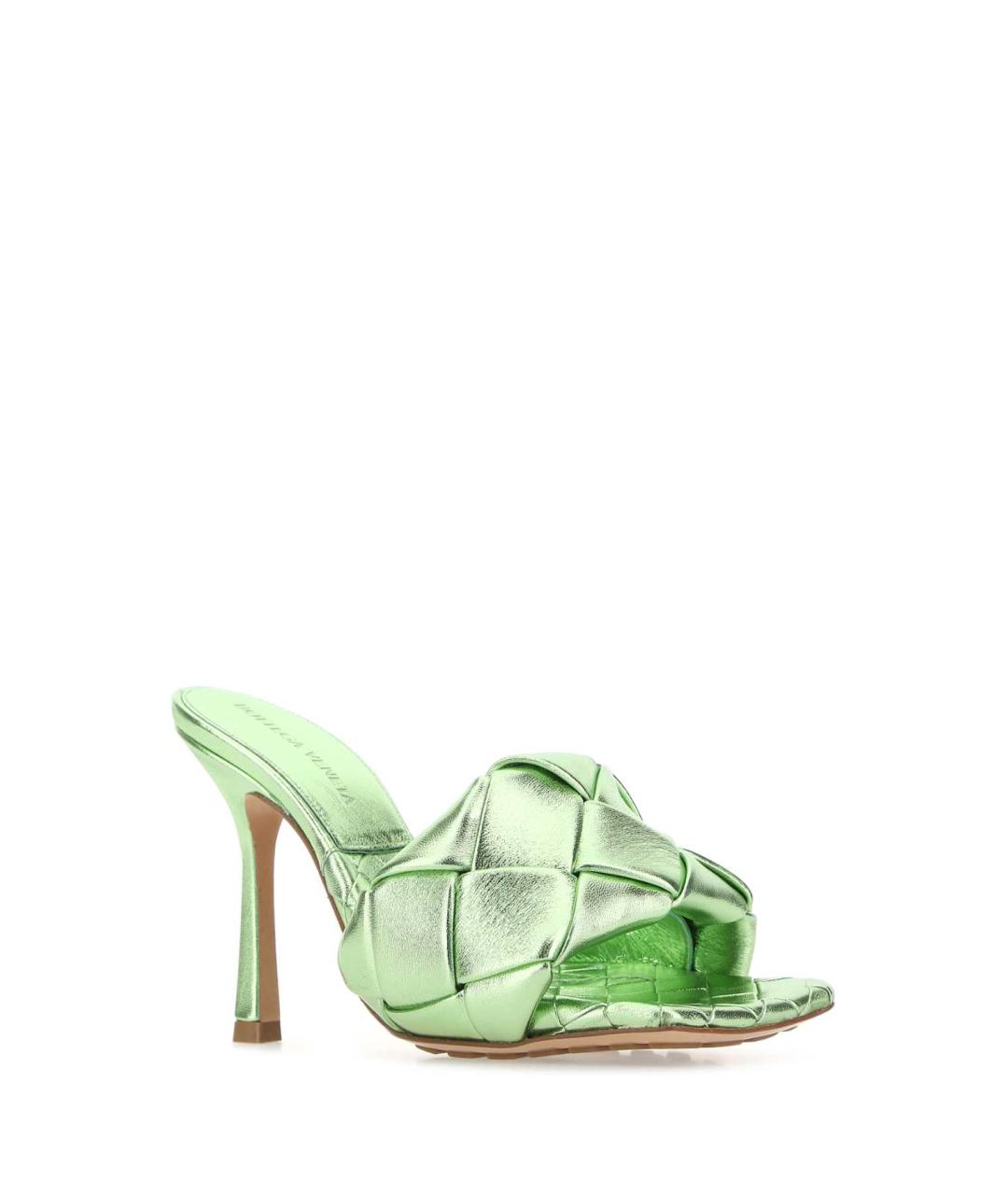BOTTEGA VENETA Зеленые кожаные мюли, фото 2