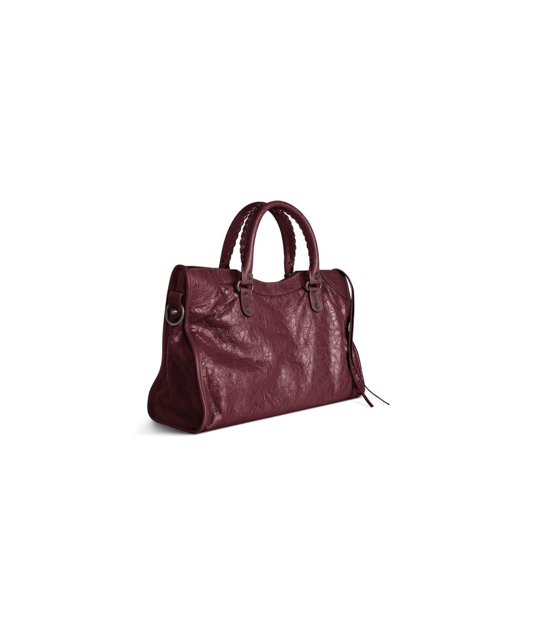 BALENCIAGA Бордовая кожаная сумка тоут, фото 3