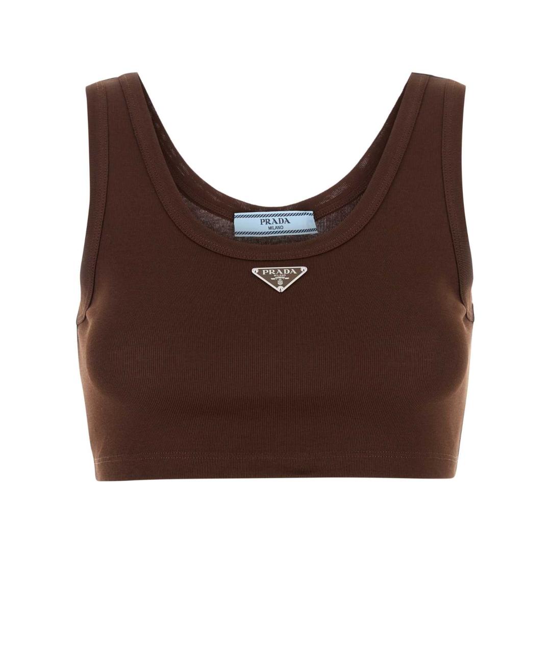 PRADA Коричневая хлопковая майка, фото 1