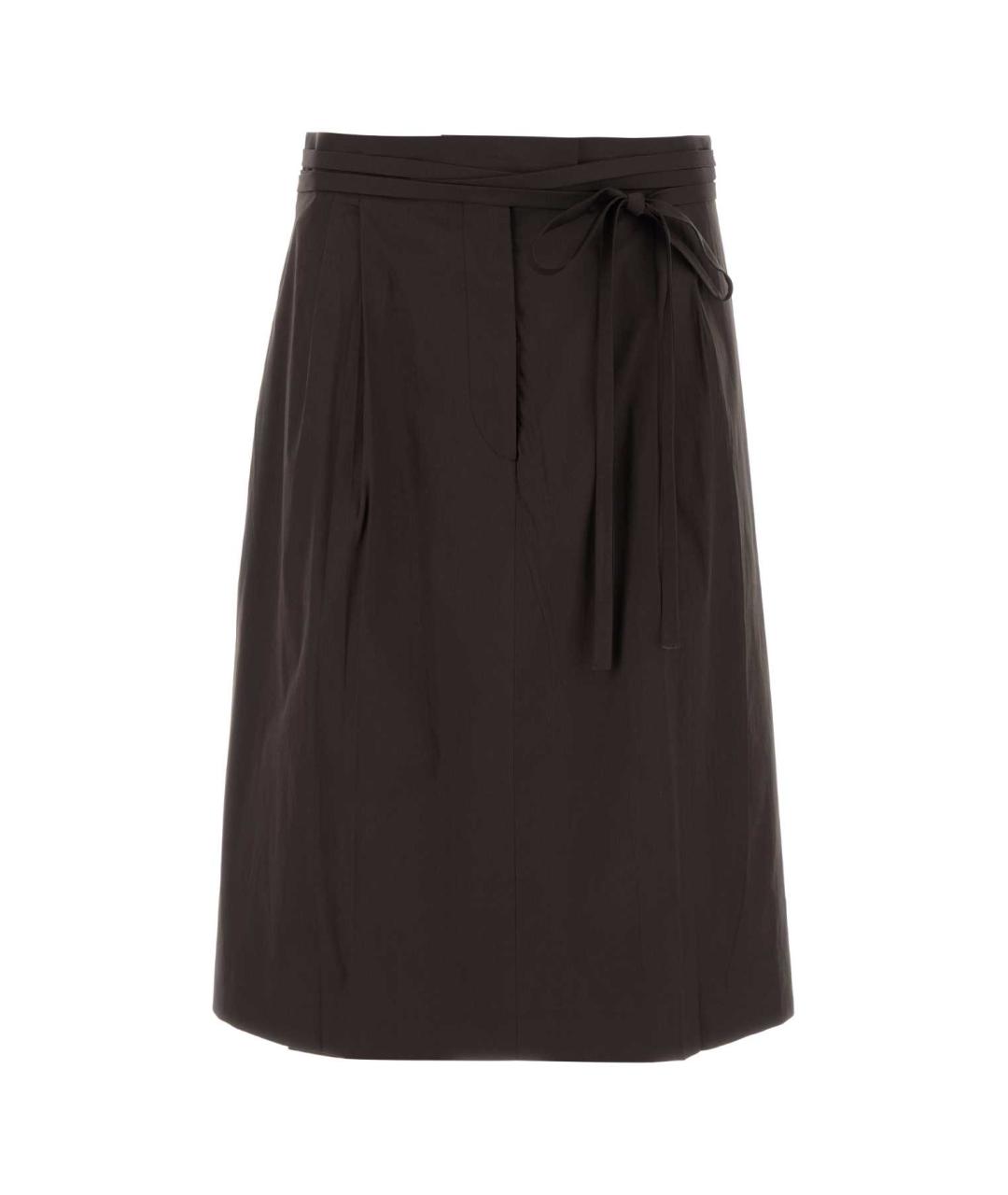 PRADA Коричневая хлопковая юбка миди, фото 1