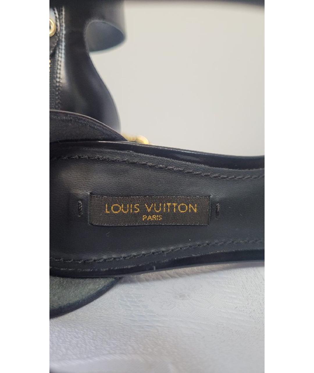 LOUIS VUITTON Черные кожаные босоножки, фото 7